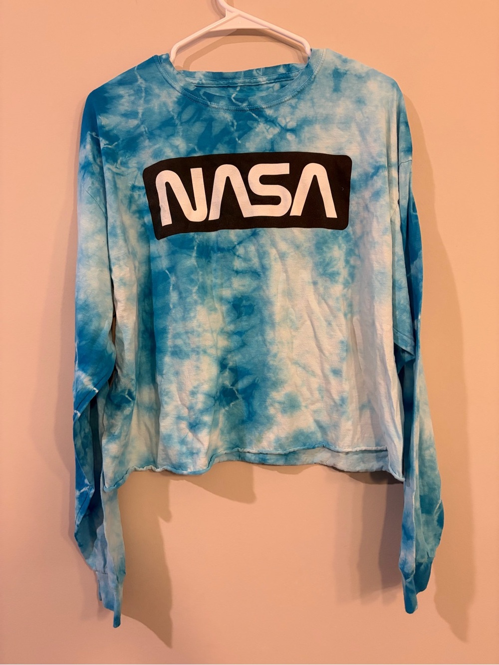 Chemistry Blue Tie-Dye NASA Logo Long Sleeve Top
